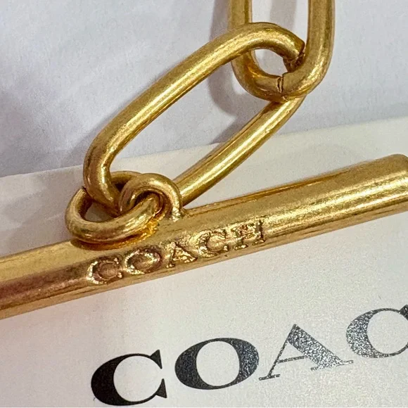 COACH New Mini Tabby Handbag Charm Chain Link Toggle Bracelet Brass - Picture 4 of 7